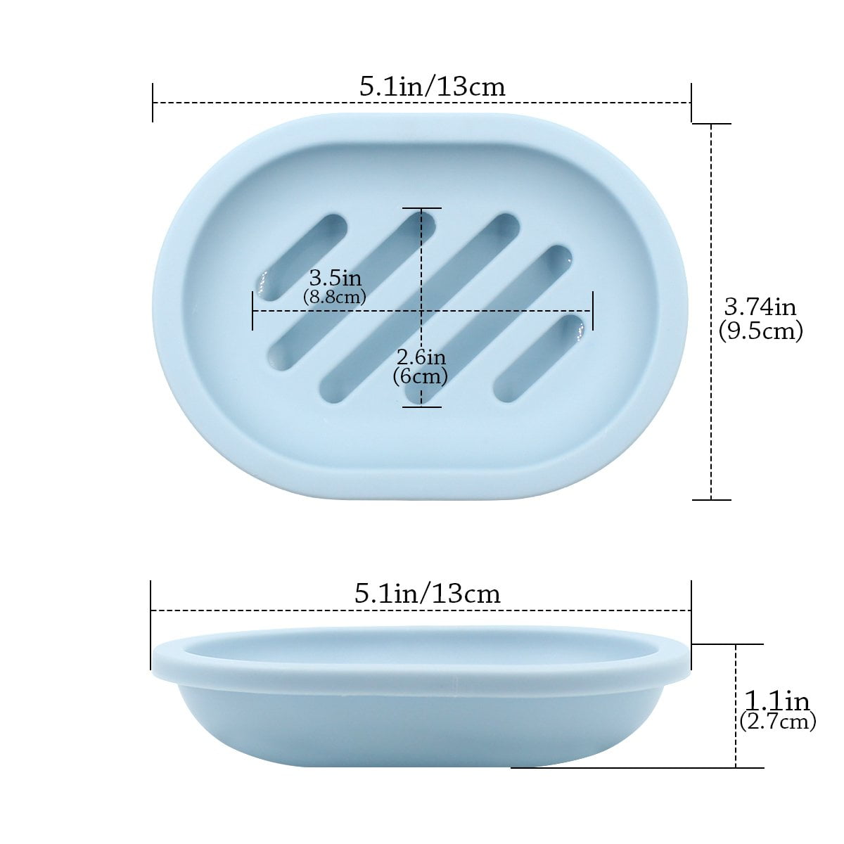 2-Pack Soap Dish with Drain, Soap Holder, Soap Saver, Easy Cleaning, Dry, Stop Mushy Soap (Gray) Blue