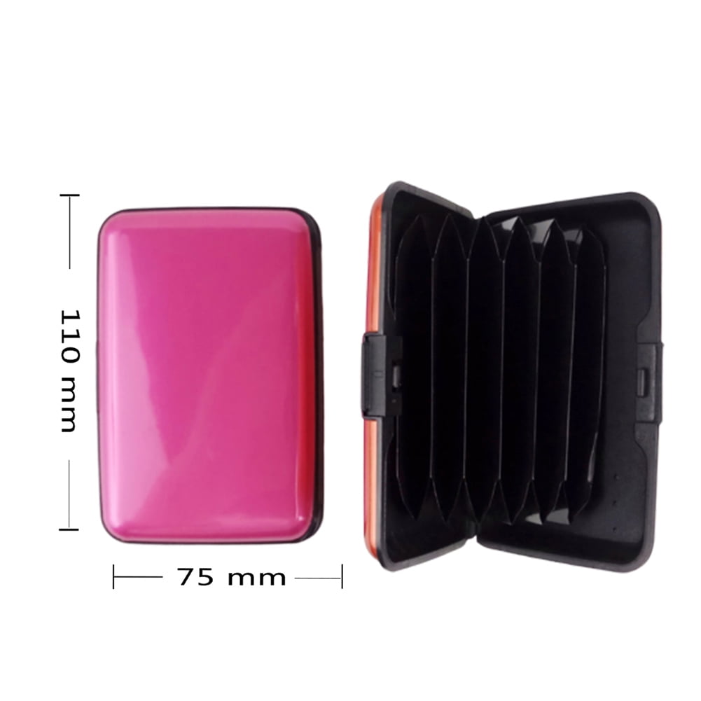 Walbest Waterproof 6 Slots RFID Blocking Credit Card Protector Aluminum ID Case Hard Shell Business Card Holder Metal Wallet for Men or Women Red