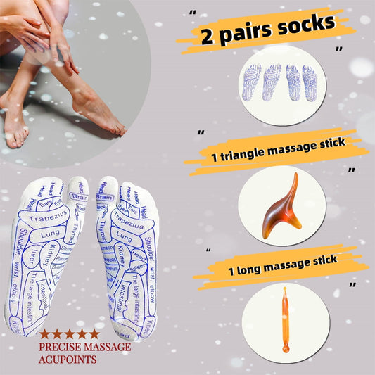 2 Pairs Reflexology Socks with Trigger Point Massage Tool, Foot Acupressure Reflexologh Socks with Massage Socks Tools ,Relief Remedy for Foot Massage(Women,2Pair) women