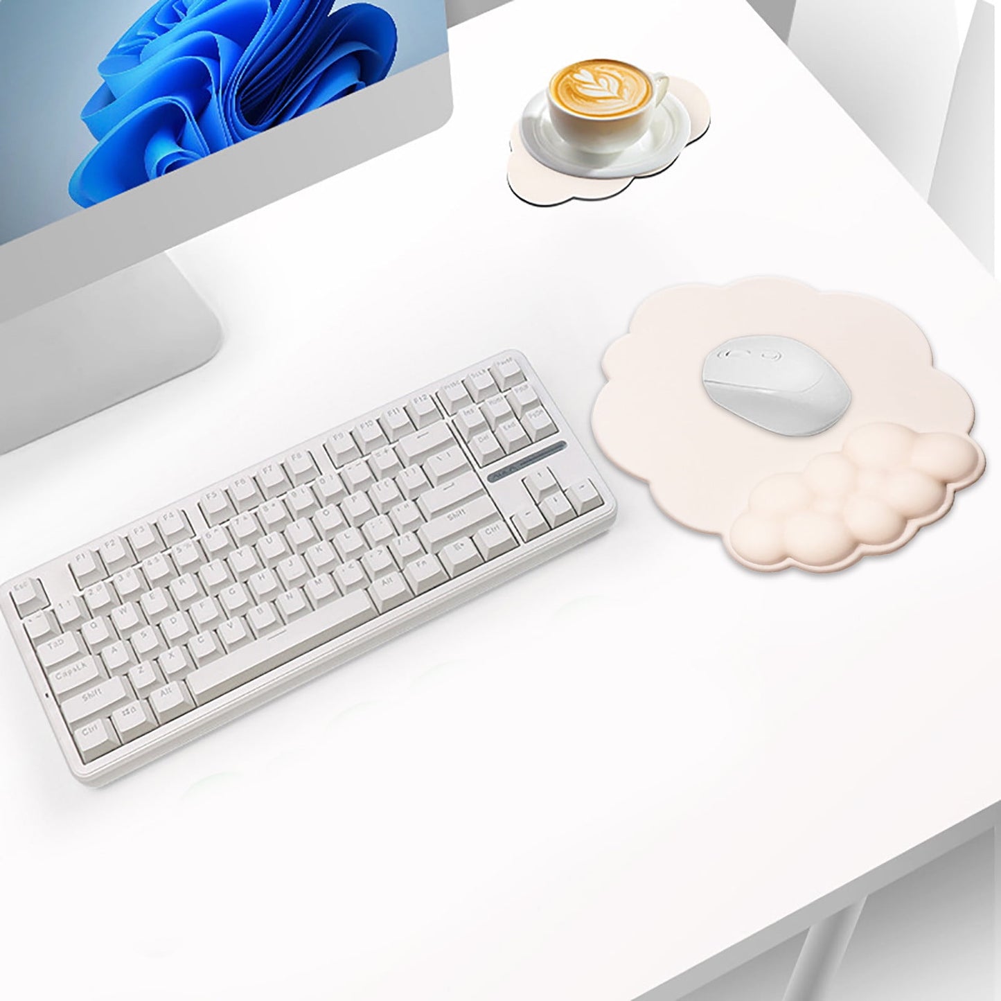 GHSOHS Ergonomic Mouse Pad with Wrist Support Cute Cloud Shape Wrist Pad Memory Cotton Keyboard Hand Rest Non Slip Wrist Pad Non-Slip Mousepad for Computer Laptop as the picture shows