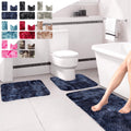 Tyidzon 5Pc Bath Mats for Bathroom, Quick-Dry Bathroom Rugs Sets Washable Non-Slip Bath Mat Ultra Soft Absorbent with U-Shaped Toilet for Bathroom, Tub, Shower, Gray 01-Pink