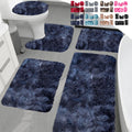 Tyidzon 5Pc Bath Mats for Bathroom, Quick-Dry Bathroom Rugs Sets Washable Non-Slip Bath Mat Ultra Soft Absorbent with U-Shaped Toilet for Bathroom, Tub, Shower, Gray 03-Dark Blue