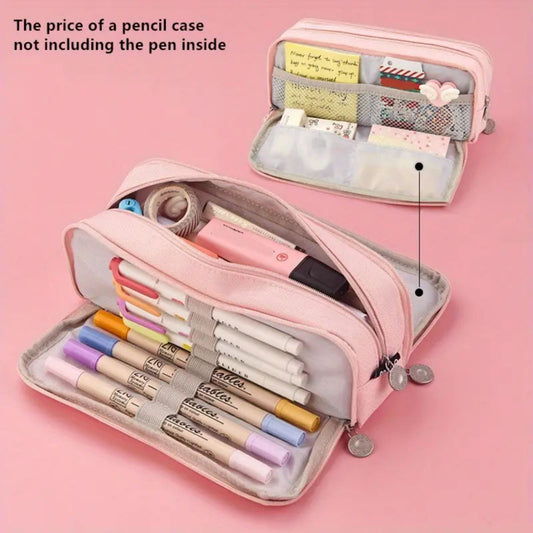 PALIFEUR Pencil Case Large Capacity Pencil Pouch, Multi-layer Aesthetic Pen Bag, Sturdy Multifunctional Pencil Bag, Pencil Box, Sky Blue Pink