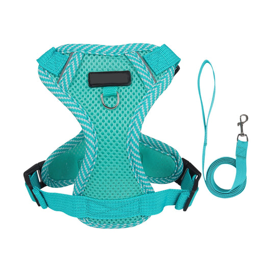 Tyidzon Small Dog Harness with Pet Lead, Puppy Harness Reflective Step-in Puppy Pet Harnesses for Small Medium Dogs and Cats Blue
