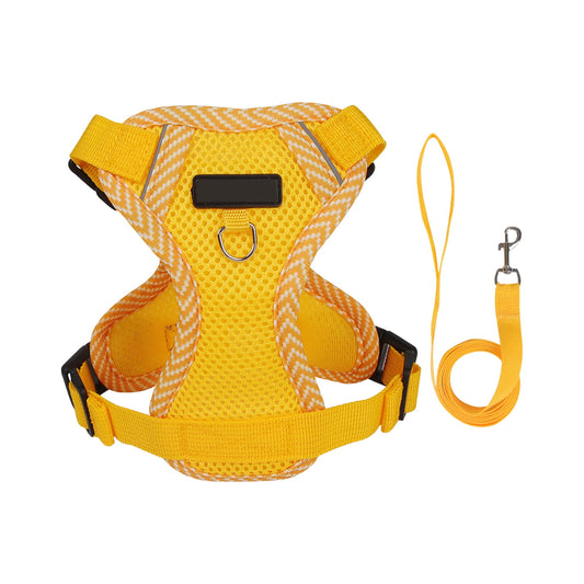 Tyidzon Small Dog Harness with Pet Lead, Puppy Harness Reflective Step-in Puppy Pet Harnesses for Small Medium Dogs and Cats Yellow