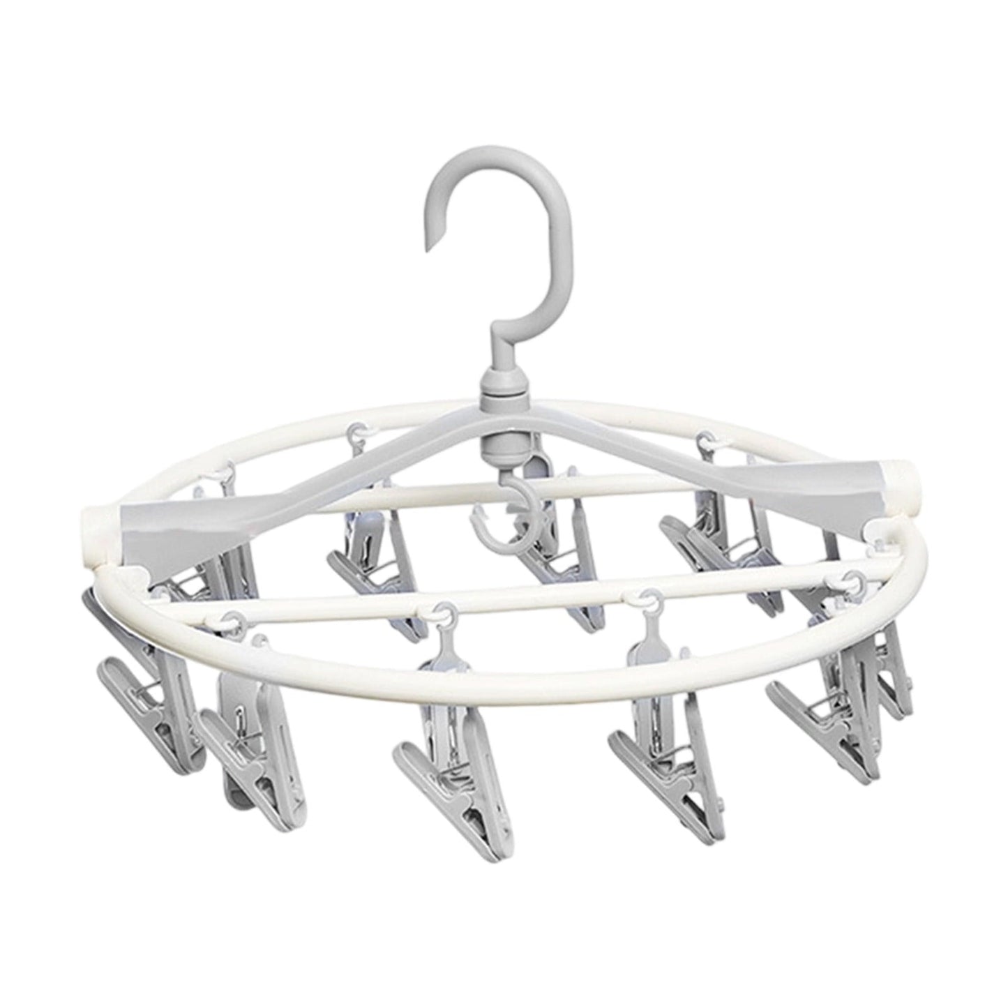 Tyidzon Drying Rack Clothing Hanging Clothes Drying Rack with 20 Clips, Heavy Duty Round Clothes Hangers Clothes Rack for Drying Towel, Sock, Hat, Scarf Gray