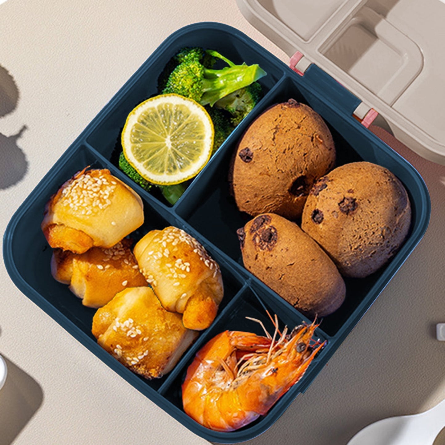 Xuniizn Bento Box Adult Lunch Box, Containers for Adults Men Women, Lunchable Food Container with Utensils, Sauce Jar, Muffin Liners, Microwave & Dishwasher Safe Gray