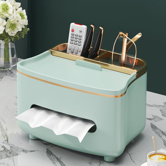 Xuniizn Tissue Box Cover Square 6x4x5" - Acrylic Tissue Box Holder, Elegant Tissue Holder & Napkin Dispenser for Home - Modern Kleenex Box Covers for Office, Restaurant, Gold Green(8.46x6.1x4.92")