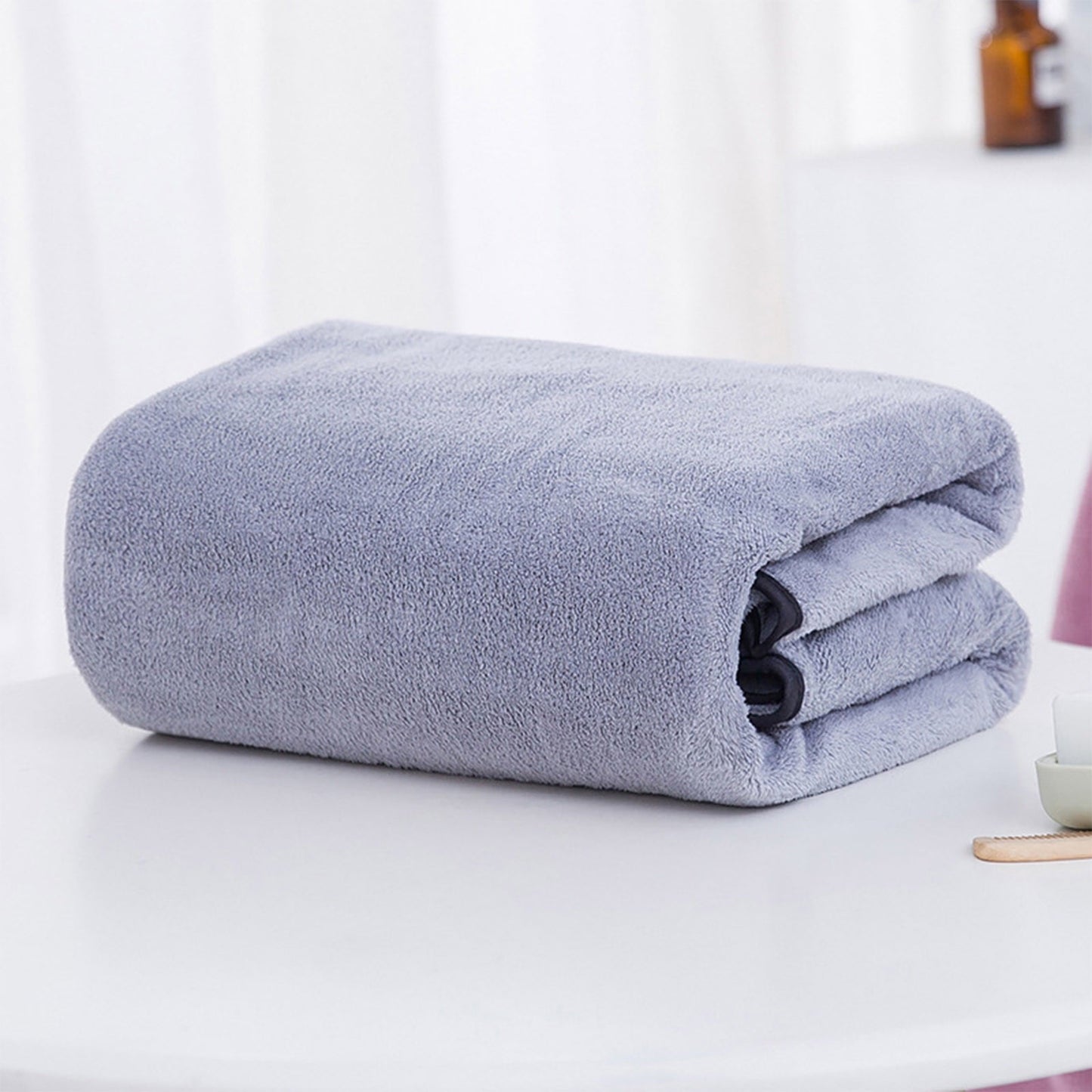 PALIFEUR Extra Large Bath Towels, Soft Highly Absorbent Bath Towels Microfiber Velvet Towels Lightweight Quick Drying Towels for Bathroom Beach, Spa, Shower, Hotel-27.5×55.1"-Gray A_#Blue