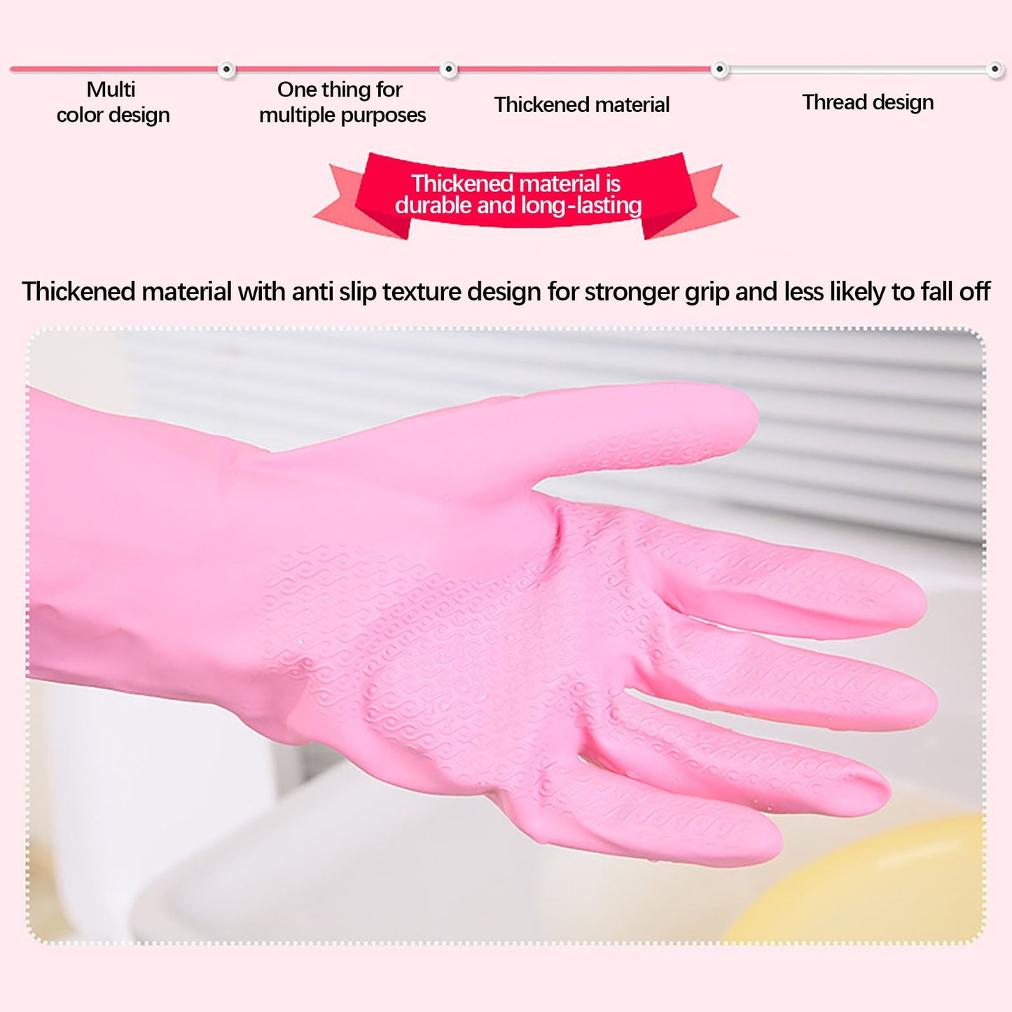 LSLJS Rubber Gloves, Cleaning Gloves, Dishwashing Gloves, Kitchen Gloves for Washing Dishes, Household Reusable Gloves for Cleaning, Dishwasher Safe Flower Print Dish Gloves Medium Pink On Clearance M APurple-plush