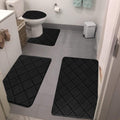 Clearance Tyidzon Bathroom Rugs 4 Piece Ultra Soft & Non-Slip Memory Foam Bath Mats for Bathroom, Absorbent Quick-Drying Bath Mats for Shower Bathroom Floor Rugs Black