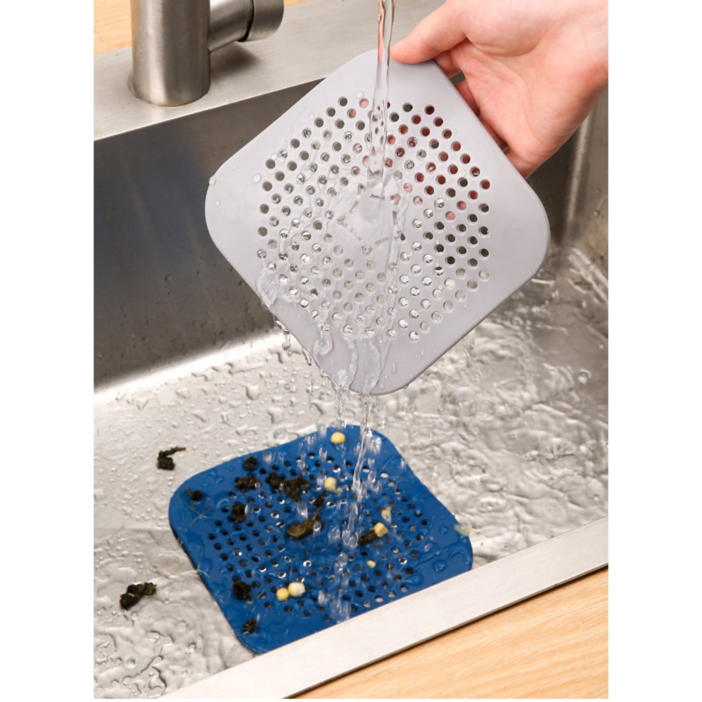JWDX Strainers Clearance, Square Drain Cover for Shower Drain Hair Catcher Flat Silicone Plug for Bathroom and Kitchen Filter Shower Drain Flat Strainer Stopper Z1-Black