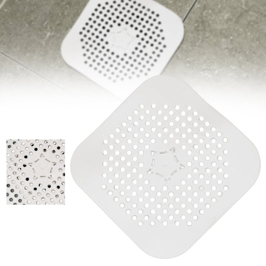 JWDX Strainers Clearance, Square Drain Cover for Shower Drain Hair Catcher Flat Silicone Plug for Bathroom and Kitchen Filter Shower Drain Flat Strainer Stopper Z1-White