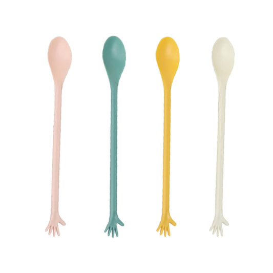 Made of Plastic, 4 Spoons Once for All Sale! Long Handle Spoons Latte Machiatto Tall Iced Tea Ice Sundae Coffee Tea or Hot Stirring Long Drink Spoons Camouflage
