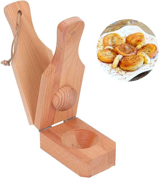 JWDX Bakeware Clearance, Wooden with Handle 2 in 1 Portable Wooden Banana Maker Wood Latin Cooking Utensil for Making Stuffed Gold.