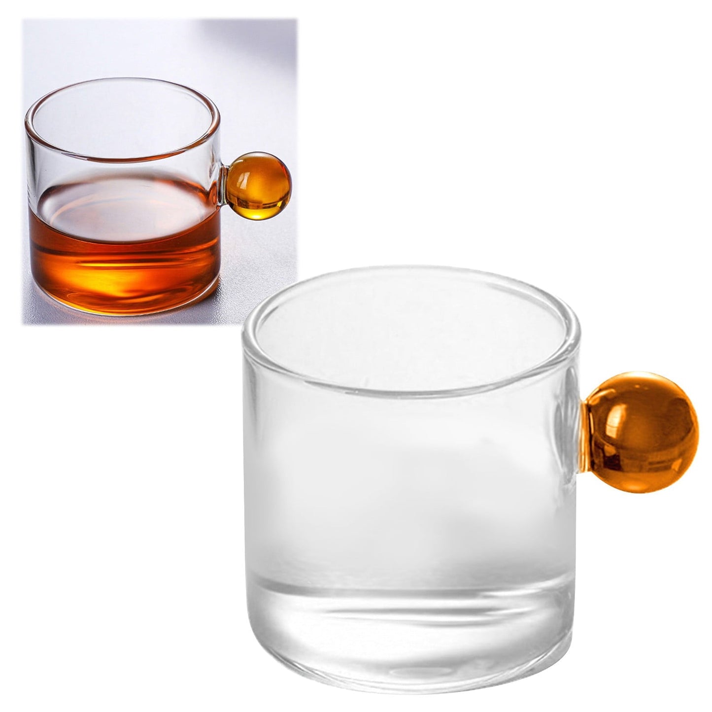 JWDX Glass and Bottle Clearance, Glass Tea Cup Mini Pitcher Milk Creamer Coffee Jar Glass Heatable Pot Saucepan Server Dipping Bowls with Handle Yellow