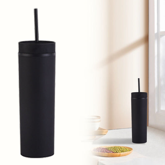 JWDX Glass and Bottle Clearance, 16Oz Tumbler with Lid and Plastic Water Coffee Tumbler Cup Water Bottle Slim Double Wall Reusable Plastic Tumbler Cups Travel Mug Coffee Cup 450Ml BKA.