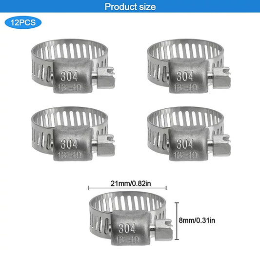 JWDX Hot Clearance! 12 Pack Hose Clamps Stainless Clamps Worm Gear Hose Clamp Miniature Powerseal Wormdrive Kit, 12x Stainless Steel Hose Clamps 12Pc 304 stainless steel hose clamp 12PC