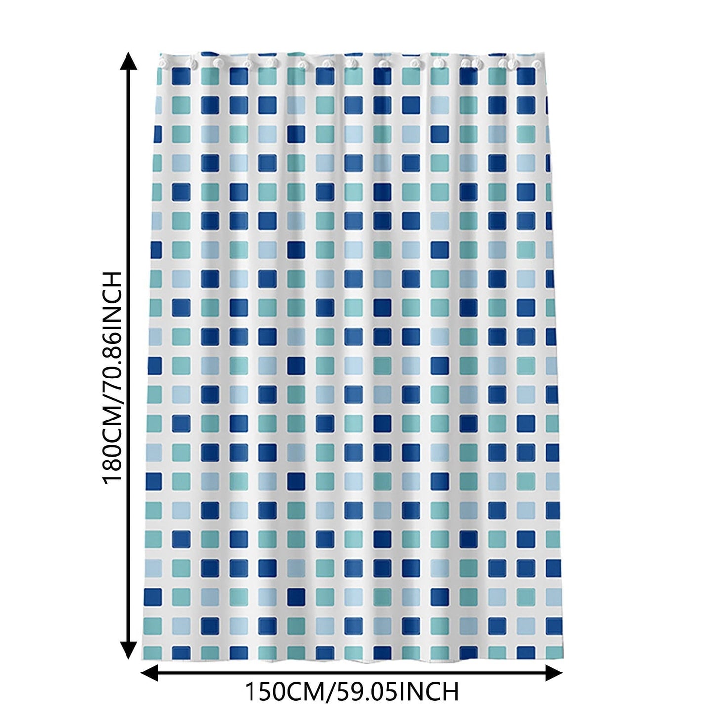 Shower Curtain*1 Piece Peva Blue and Green Square Shower Curtain Thickened Bathroom Curtain for Home Shower Partition with Hooks One Size Mint Green