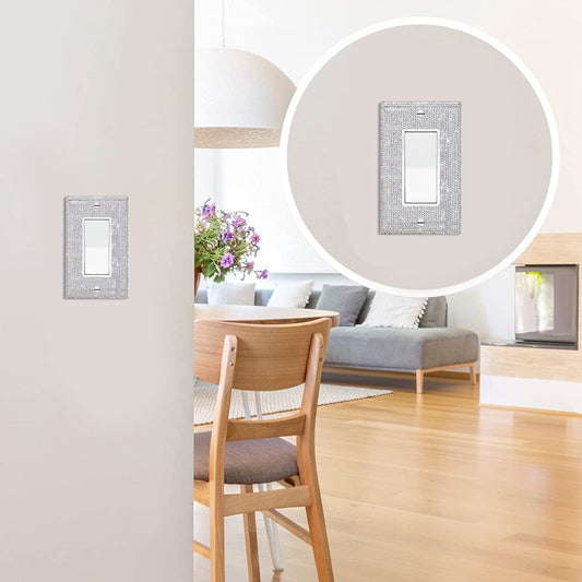 Clearance! JWDX Crystal Adornment, Crystal Decoration Promotion, 1Set Silver Shiny Rhinestones Wall Plate Light Cover Wall Plate Cover Light Cover Decorative Bling Light Cover for Home Ornaments A