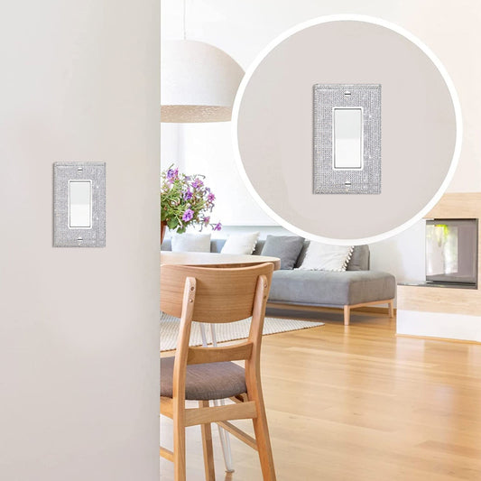 Clearance! JWDX Crystal Adornment, Crystal Decoration Promotion, 1Set Silver Shiny Rhinestones Wall Plate Light Cover Wall Plate Cover Light Cover Decorative Bling Light Cover for Home Ornaments B A