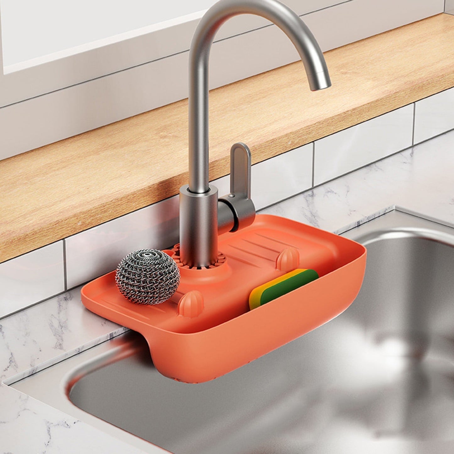 Clearance! JWDX Drain Rack Clearance Sink Holder Sink Rack with Drain Basket Kitchen Sink Organizer Storage Rack for Home Kitchen B