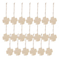 Ortofally 20pcs Four Leaf Ornaments Hanging Decor Unfinished Wooden Ornaments Wooden Shamrock Cutouts Wooden Slices Party Favors for DIY Crafts Beige