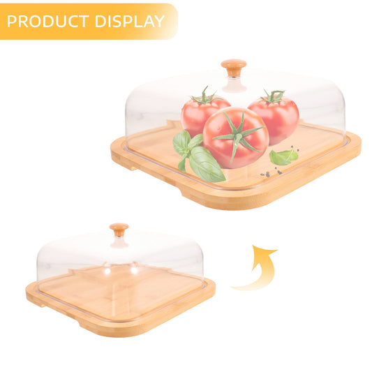 SWETRACE Bamboo Cake Serving Set Food Cover With Elegant Design For Set 10.2X10.2X5.1In