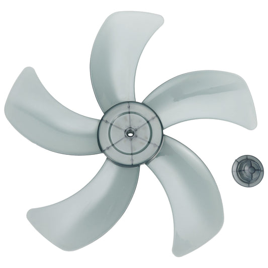 16 Inch Plastic Fan Blade With Nut Cover 5-Leaf Design for Pedestal or Desk Fan Replacement Part for 16"/375Mm Stand Fan Black