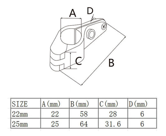 316 Stainless Steel Bimini Top Hinged Jaw Slide Rail Mount For 1 Inch Marine Tubing Accessories Boat Hardware 22Mm 25Mm 25Mm 22 mm