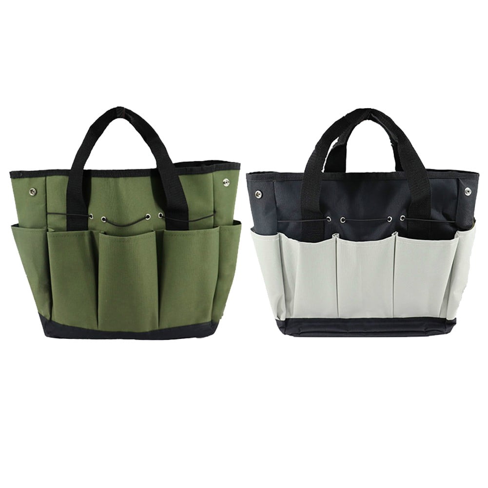 Garden Tool Bag With 9 Pockets Sturdy Oxford Cloth Gardening Tote Organizer For Home Yard Lawn 34W X 17D X 30H Cm Army Green Black Gray Green