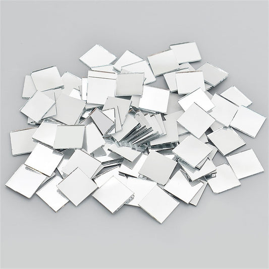 100Pcs Self-Adhesive Real Glass Mini Square Mirror Mosaic Tiles Sticker Bathroom Diy Handmade Craft Home Decoration 10X10Mm Rose gold