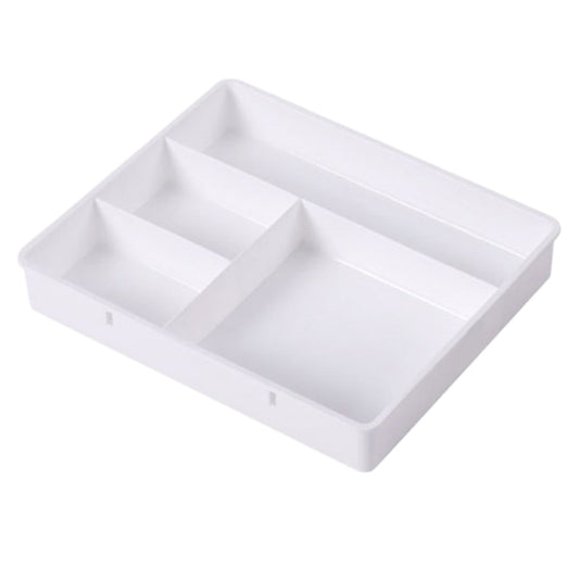 Four Grid Storage Box Plastic Drawer Dividers Flatware Tray Pen Holder Tray Plastic Tray Makeup Tray Plastic Drawers Makeup Vanity Organizer Small Item Pp Office Storage Tray White