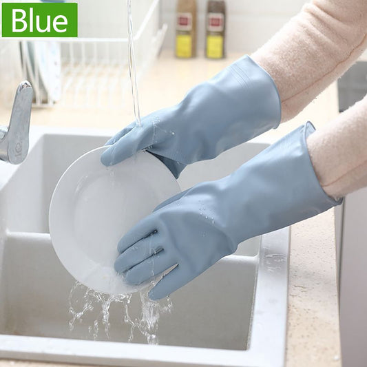 1 Pairs Rubber Gloves for Dishwashing Cleaning, Cotton Lined Household Gloves, Waterproof Gloves for Kitchen Bathroom, Reusable Gloves, Food Grade Non-Slip Household Kitchen Gloves Light blue,L