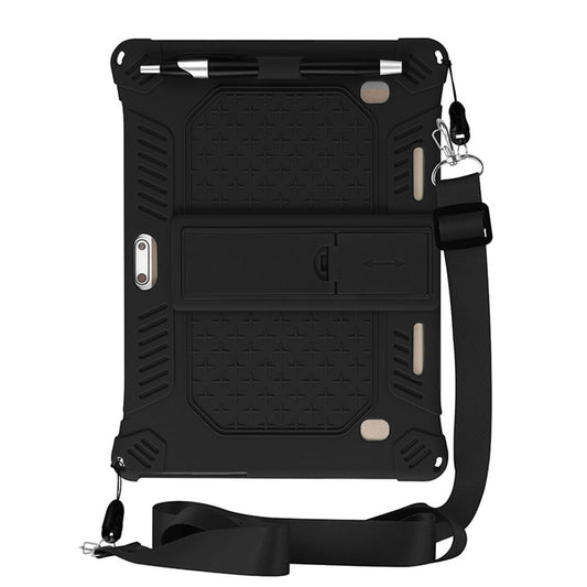 10,10.1 inch Silicone Tablet Case with Stylus Pen & Shoulder Strap, Universal Shockproof Silicone Cover Case,Soft Portable Protective Cover for Android Tablet PC Black