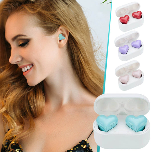 Heart Shaped Earbuds, Stylish Headphones HiFi Stereo Sound Waterproof Bluetooth 5.3 Earphones with Charging Case for Girls Women, Noise Reduction Sports Wireless In Ear Bluetooth Earphones Blue