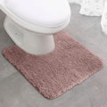 Bathroom Contour Rug Non Slip Toilet U Shaped Bath Mat, Water Absorbent Super Soft Shaggy Chenille Machine Washable Dry Extra Thick Perfect Absorbant Best Plush Carpet, U Shaped Bath Mat Pink
