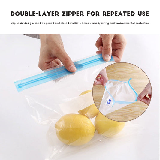 10-Pack Reusable Vacuum Food Storage Bags - BPA-Free, Various Sizes, Double Zipper Seal, Easy-to-Use Vacuum Sealer Bags for Food, Pet Treats & Small Items - Clear, Space-Saving, Freshness Preservation 26*28