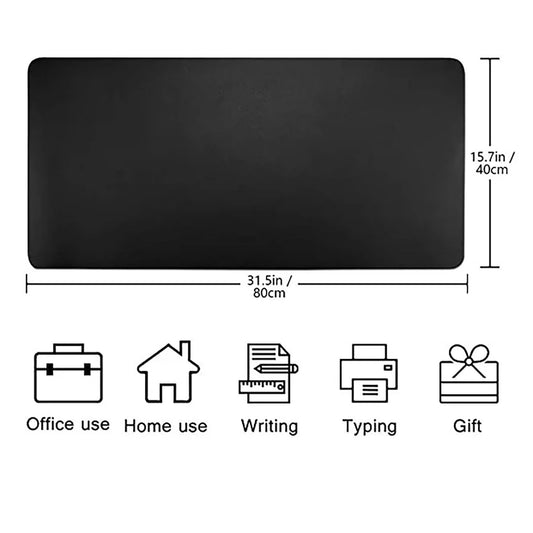 Leather Desk Pad Protector, Office Desk Mat, Large Mouse Pad, Non-Slip PU Leather Desk Blotter, Laptop Desk Pad, Waterproof Desk Writing Pad for Office and Home, 31.5x15.7 31.5" x 15.7" Black