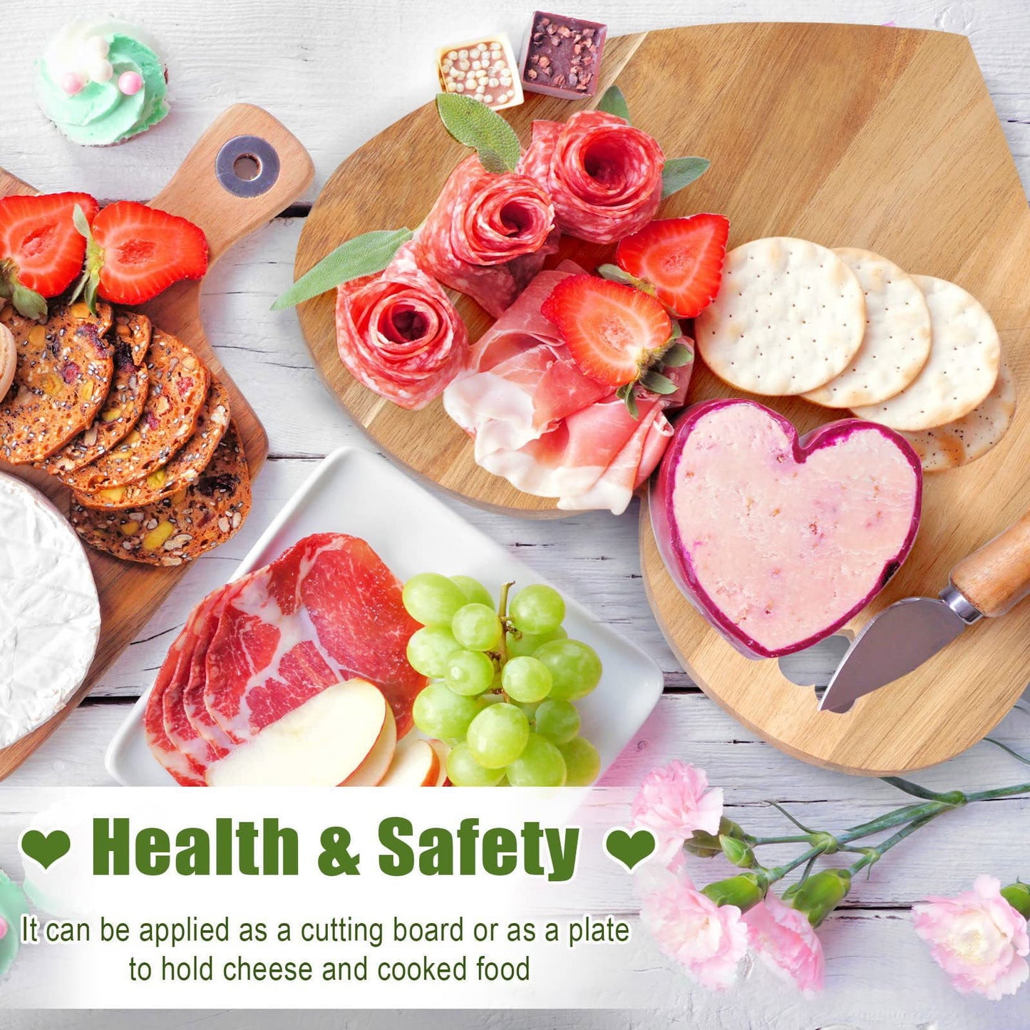 Heart Shaped Cutting Board Gifts for Wife Women Friend for Birthday,Acacia Wood Bread Board Cheese Serving Platter Serving Charcuterie for Meat Cheese and Vegetables for Women Lover