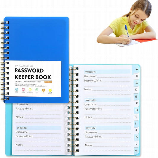 Password Book with alphabetical tabs. Internet Address Organizer Logbook. Small Pocket Password Keeper for Website Logins, 4.25x5.7 4.25" x 5.7" Grey