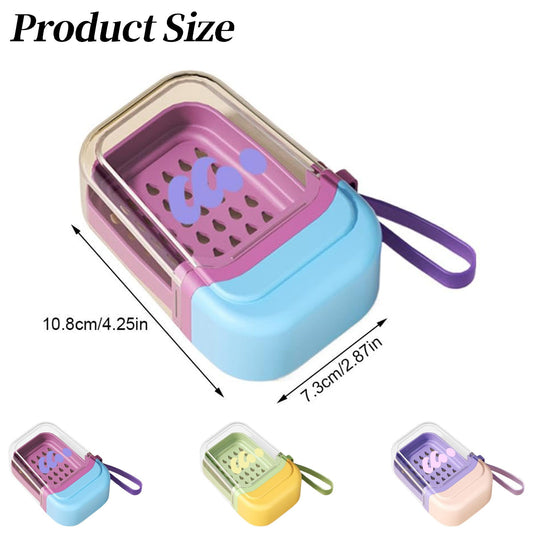 Bar Soap Holder Dish 1 Pack for Shower, Travel Soap Case with Lid for Gym, Camping Essentials, Travel Size Toiletries, Portable, Leakproof 4.25" x 2.87" Purple/1 Pcs