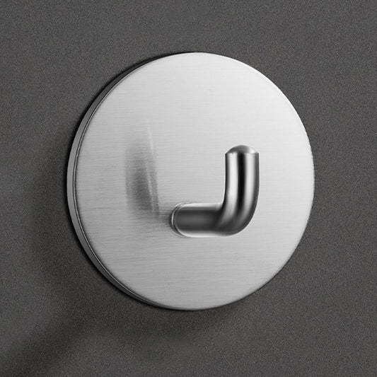 Adhesive Hooks Heavy Duty Waterproof in Shower Hooks for Hanging Loofah, Towels Clothes for Bathroom Removable Stainless Steel Brush Nickel Adhesive Wall Hooks 4 Pcs (Sliver) 1.8x1.8 1.8" x 1.8" White