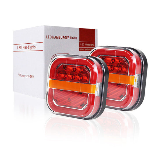 LED Brake Lights for Trailer, Trailer Lights for Towing, Led Trailers Rear Lights Kit with Brake and Turn Signals, Waterproof,Flowss Guide Square Burger Light Truck Edges Light(2Pcs Regular) Free Size A