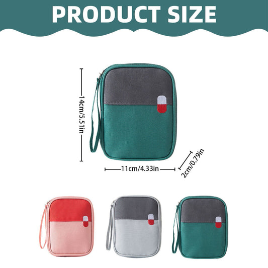 Portable Mini First Aid Bag Empty, Small Size Travel Medicine Pouch Double Zippers Handy Pills Pocket for Travel Home (Grey) 4.33x5.51x0.79 4.33" x 5.51" x 0.79" Pink