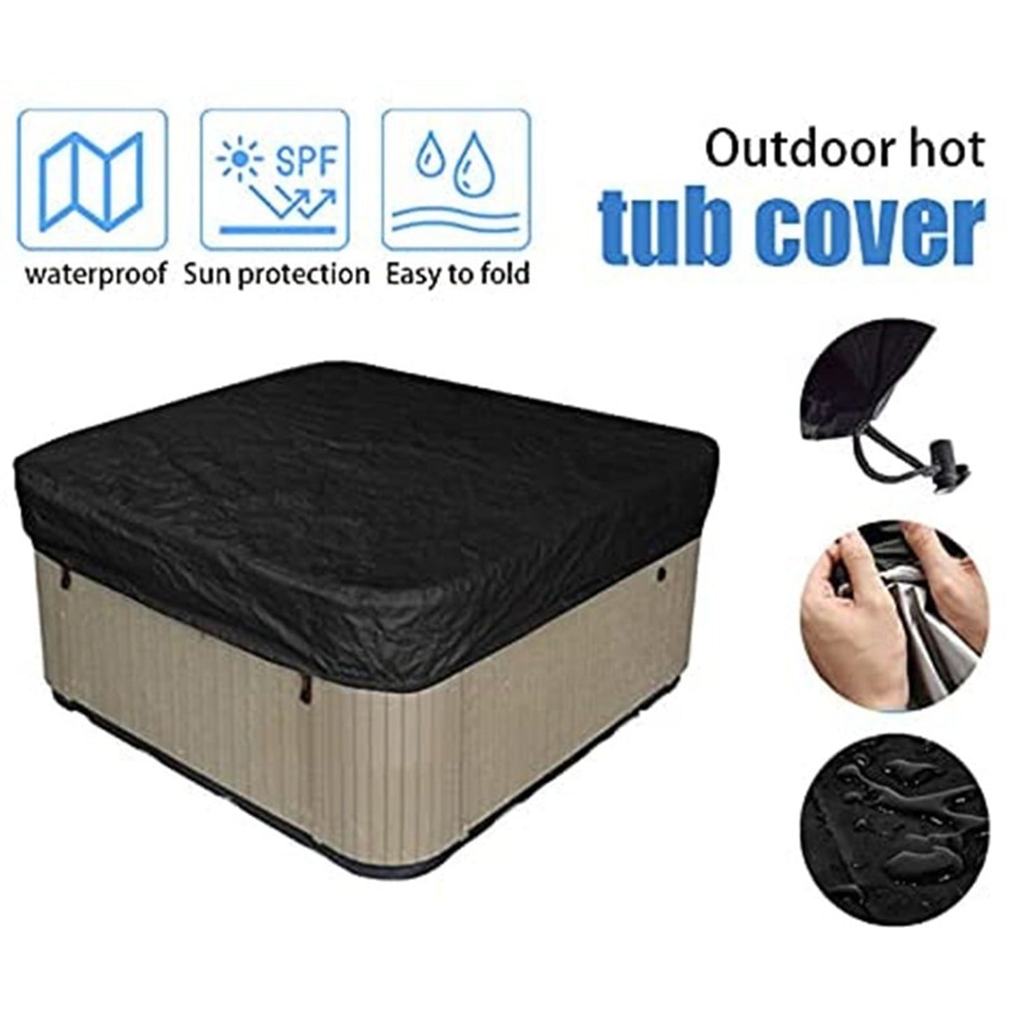 Square Hot Tub Cover - Outdoor Heavy Duty Protector for Patio Spas and Swimming Pools | Hard Covers For Hot Tub Waterproof Dust Cover for Hot Tubs, Jacuzzis, and Outdoor(Black -89.76x11.81") Beige-90.94x11.81"