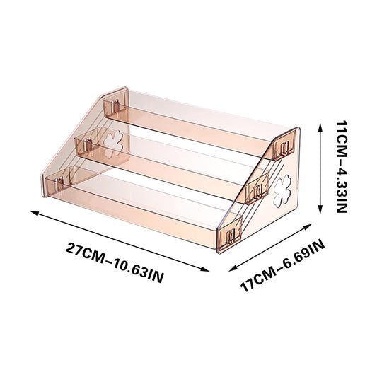 3-Tier Acrylic Riser Shelf, Clear Perfume and Skincare Organizer, Sturdy Display Stand for Countertop, High-Capacity Nail Polish and Essential Oil Bottle Organizer and Storage Holder Clear