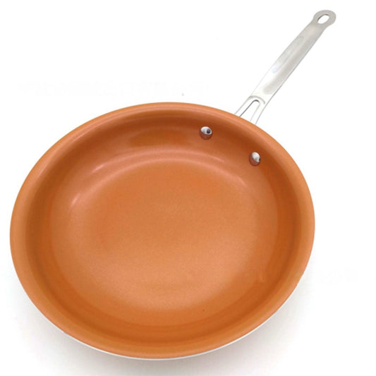12 Inch Non-Stick Copper Frying Pan with Ceramic Coating - Induction Oven Safe Skillet for Searing, Frying - Aluminum Body, Double Bottom, Universal Stove Compatible