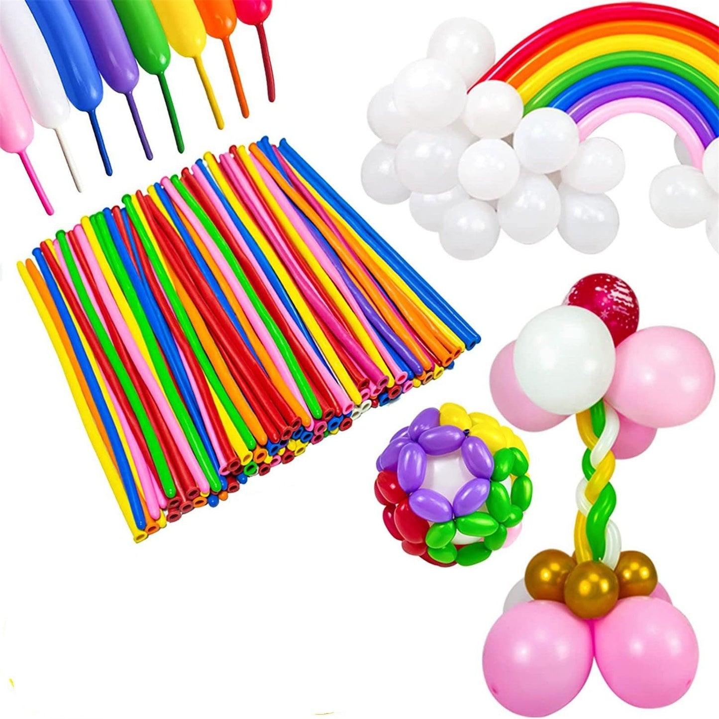 100Pcs 260 Transparent Long Latex Balloons - Thickened for Balloon Garland & Animal Modeling,Clown Balloons, Birthday/Wedding Party Decor, Twisting Balloons Birthday Wedding Party Decorat(A) Yellow
