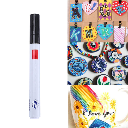 12-Color Oil-Based Paint Pens,Permanent Paint Markers with Quick-Dry & Waterproof Formula, for Rock, Glass, Fabric, Ceramic, Wood, Metal, Mug, Plastic & Stone,Art & Craft Supplies,(G) A